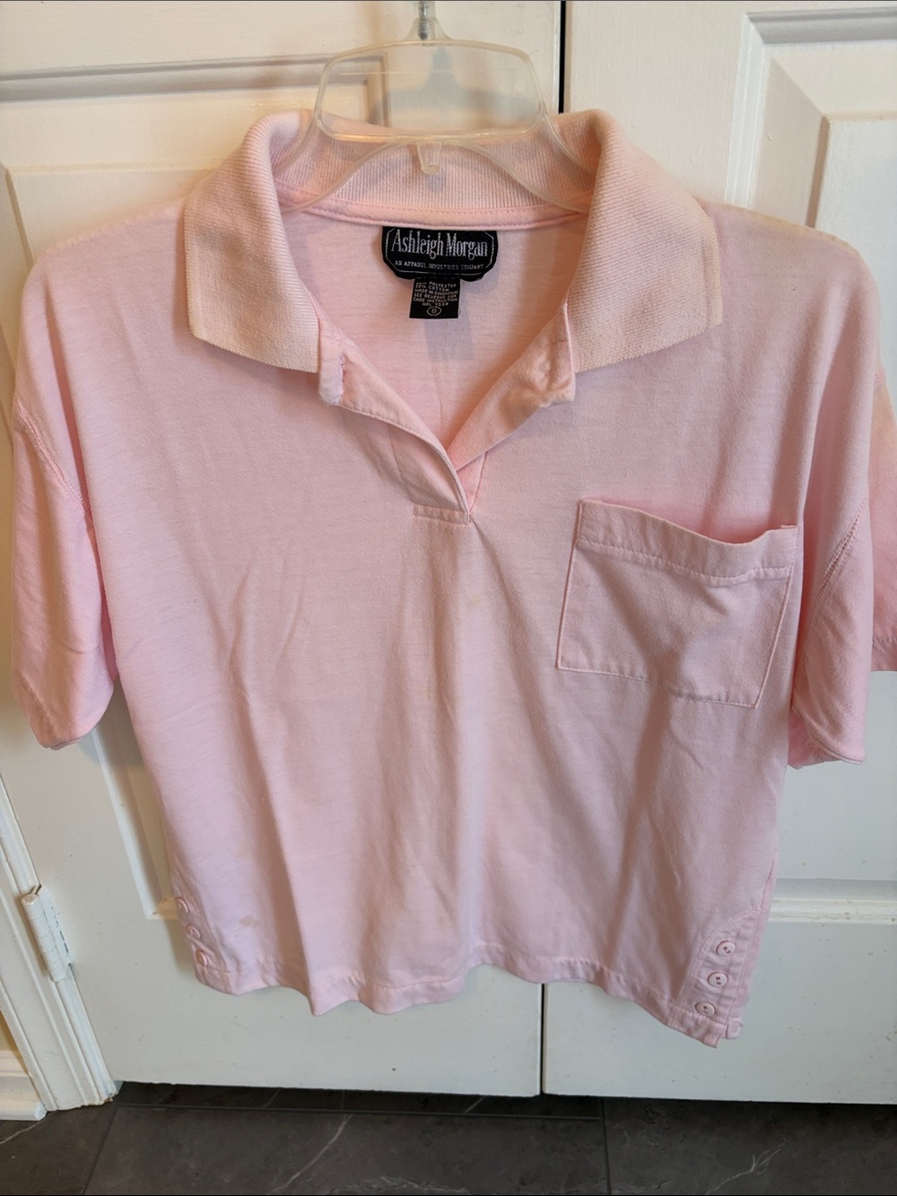 Vintage Pink Open Collar Short Sleeve Polo
